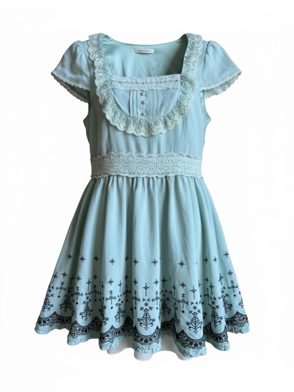 Axes Femme Women’s VTG Sage Green lace cottage core dress size Medium Japan